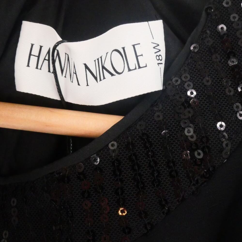 NEW Hanna Nikole Women's 18W 2 Pc Black Chiffon Pant Suit Formal Flowy Plus Size - Picture 6 of 15